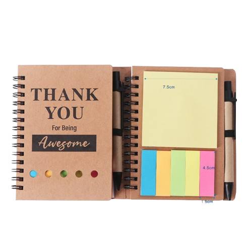 Eco-friendly branded notebook with attached pen for corporate giveaways
