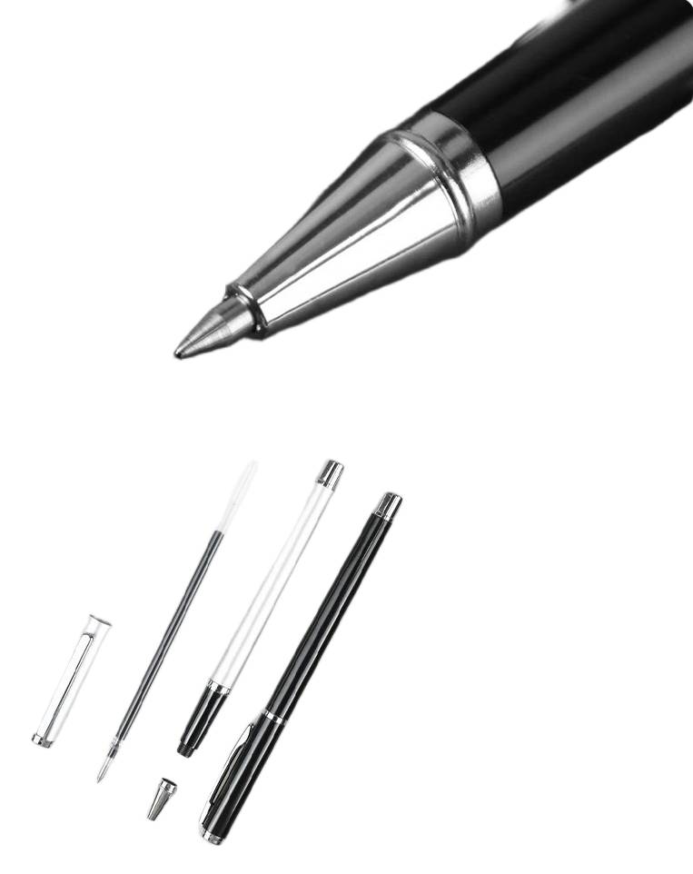 metal pen fine tip writing area close up