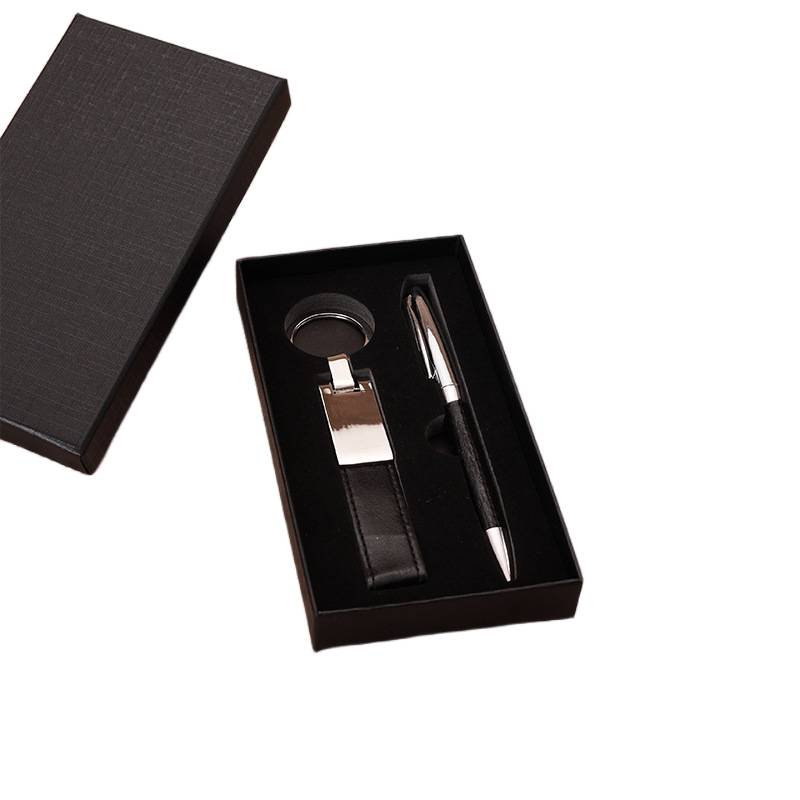 corporate pen and keychain gift set for business branding