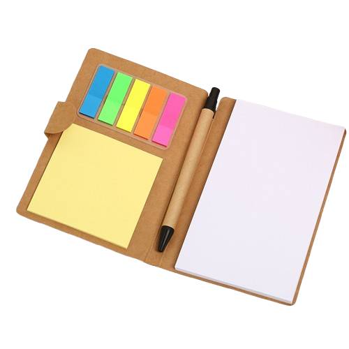 Personalized sticky note pad with multi-color page markers and logo printing