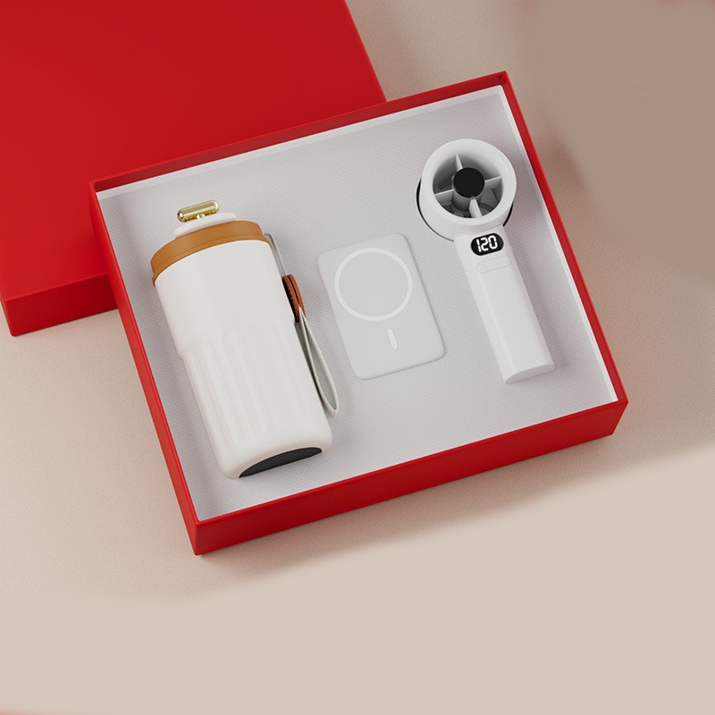 Elegant gift box with shaker bottle and branded power bank