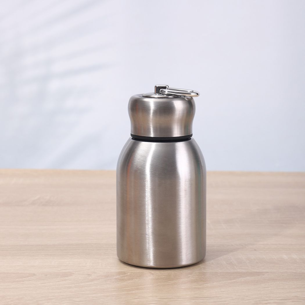 Portable mini thermos bottle with double-wall insulation for hot and cold drinks