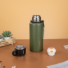 Green thermos stainless steel bottle with custom logo printing option
