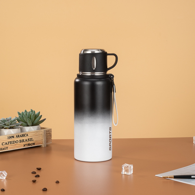 Gradient colour thermos stainless steel bottle with smooth finishing