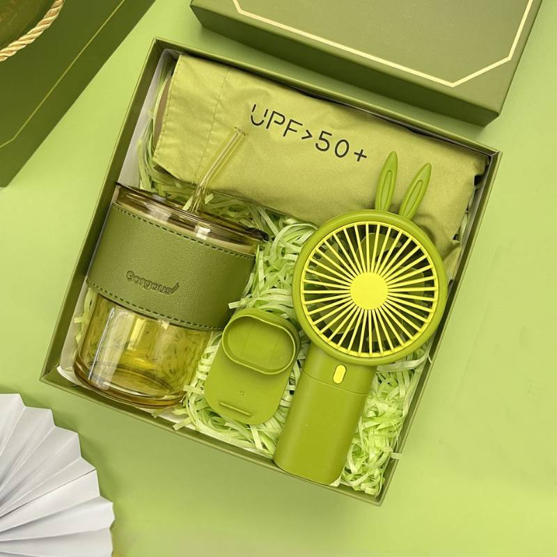 corporate gift set with consistent branding and colour theme
