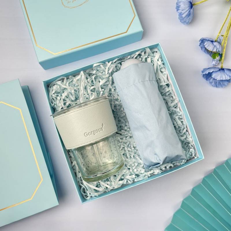corporate gift set with custom box packaging and logo printing