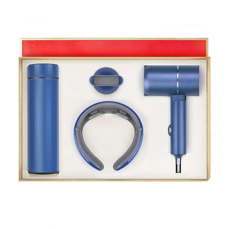 corporate gift set hair dryer neck massager thermos logo printing