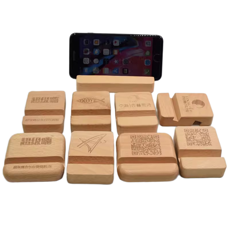 mobile phone wooden holder logo engraving bulk