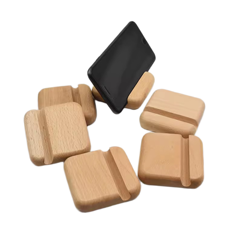 mobile phone wooden holder logo engraving branding bulk order