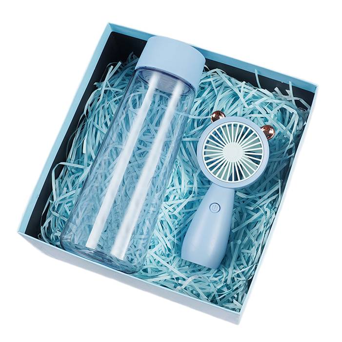 Curated corporate gift set Malaysia with bottle and fan