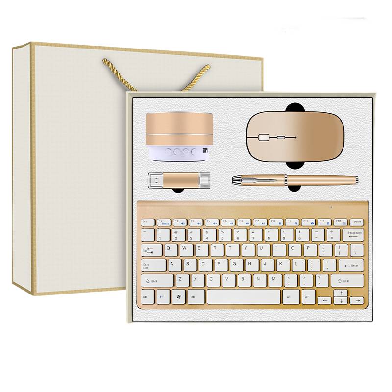 Premium curated corporate gift set Malaysia with wireless keyboard and mouse.