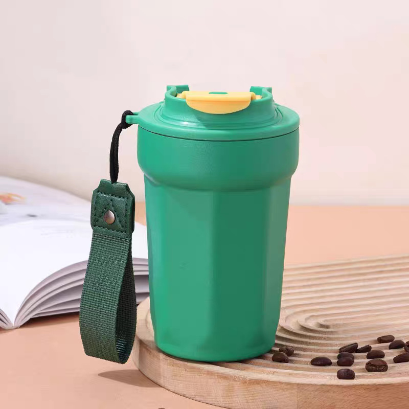 Premium octagonal thermal coffee cup 450ml with stainless steel finish