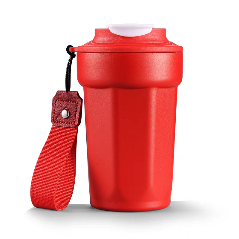 Eco-friendly reusable thermal coffee cup with sleek octagonal design