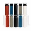 Multiple colours of stainless steel thermos bottles arranged together