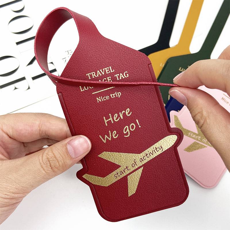 Customisable PU leather luggage tag with logo options
