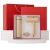 Custom branded corporate gift set with thermos and hair dryer