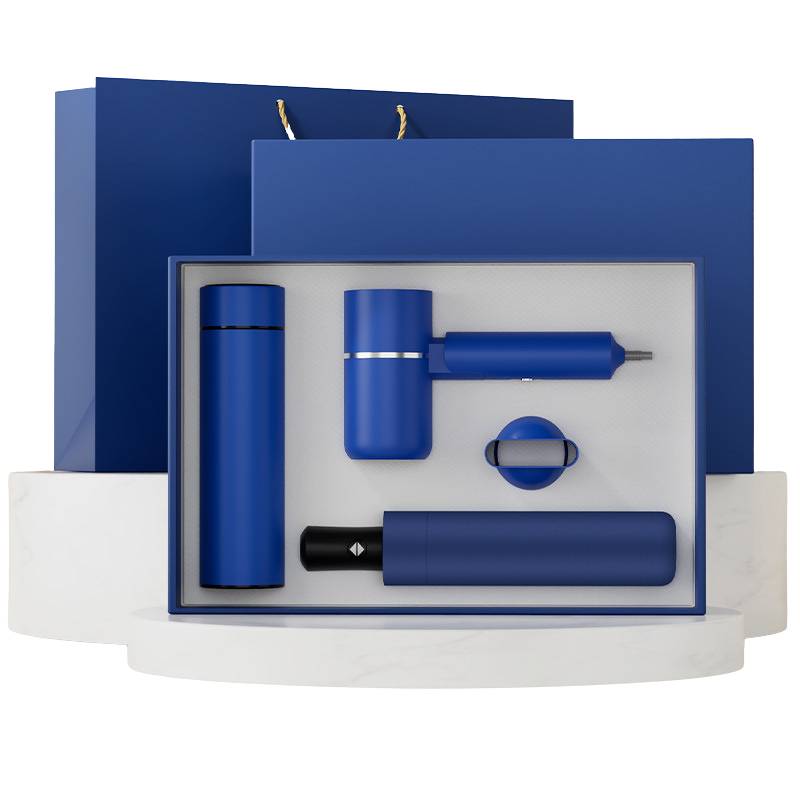 Custom Corporate Gift Set Malaysia – Thermos Hair Dryer Umbrella | VKraf Gifts Custom branded corporate gift set with thermos umbrella and hair dryer