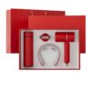 Custom branded thermos, neck massager, and hair dryer gift set