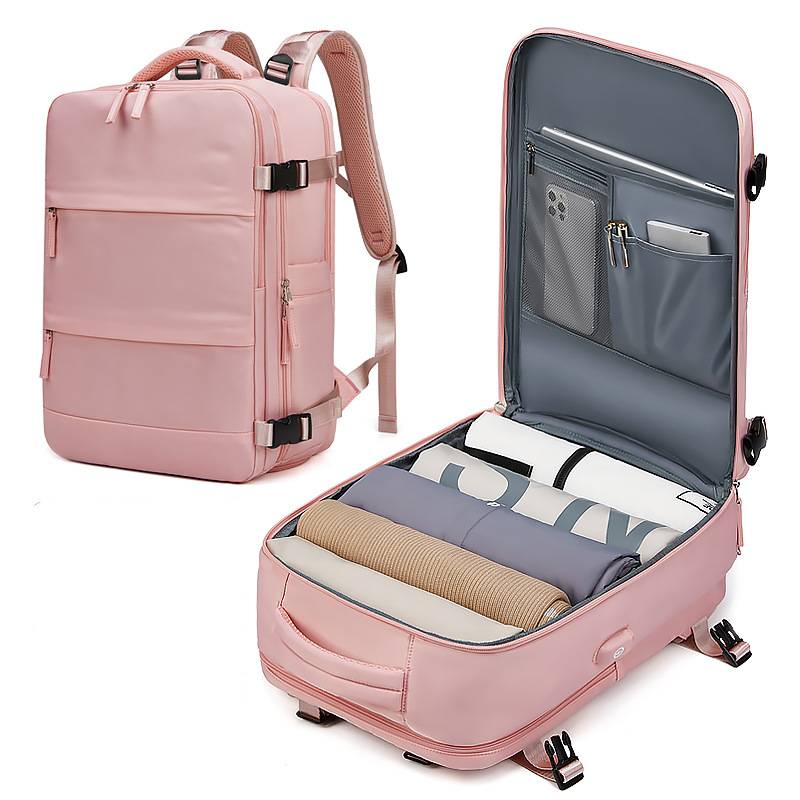 Travel backpack with organised compartments