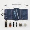Folding travel toiletry bag for compact storage