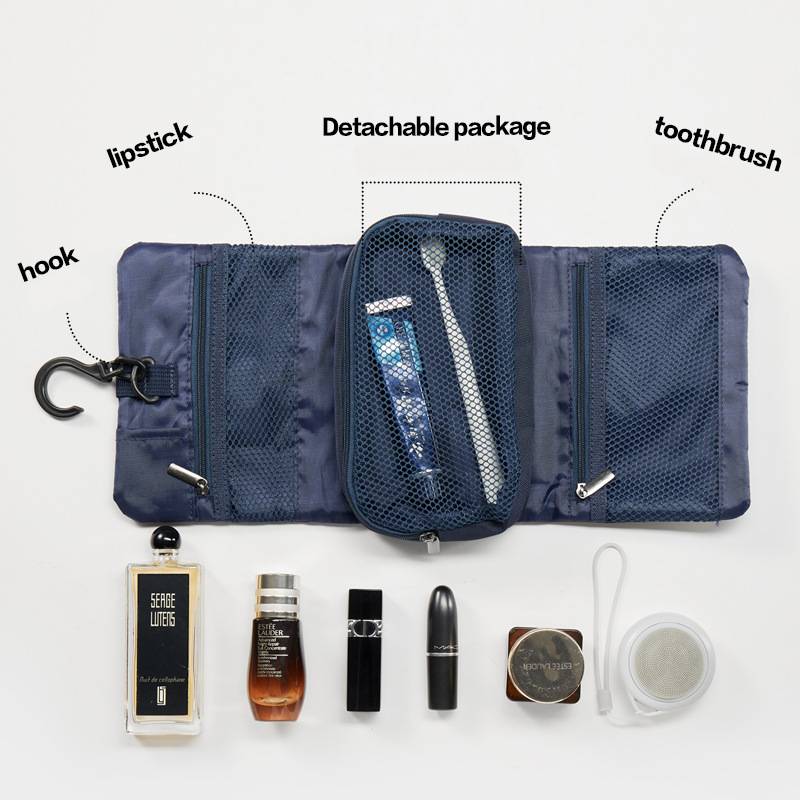 Folding travel toiletry bag for compact storage