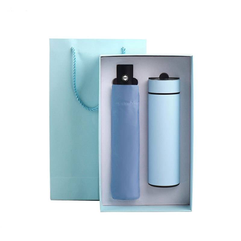 custom logo umbrella and thermos gift set for branding