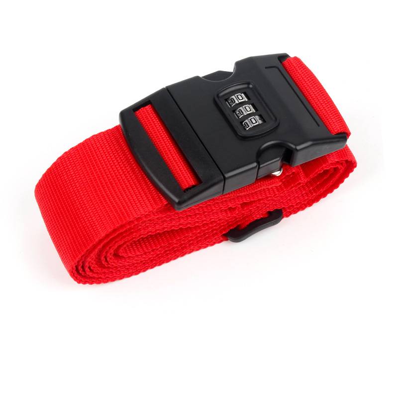 Luggage belt with reinforced metal rings