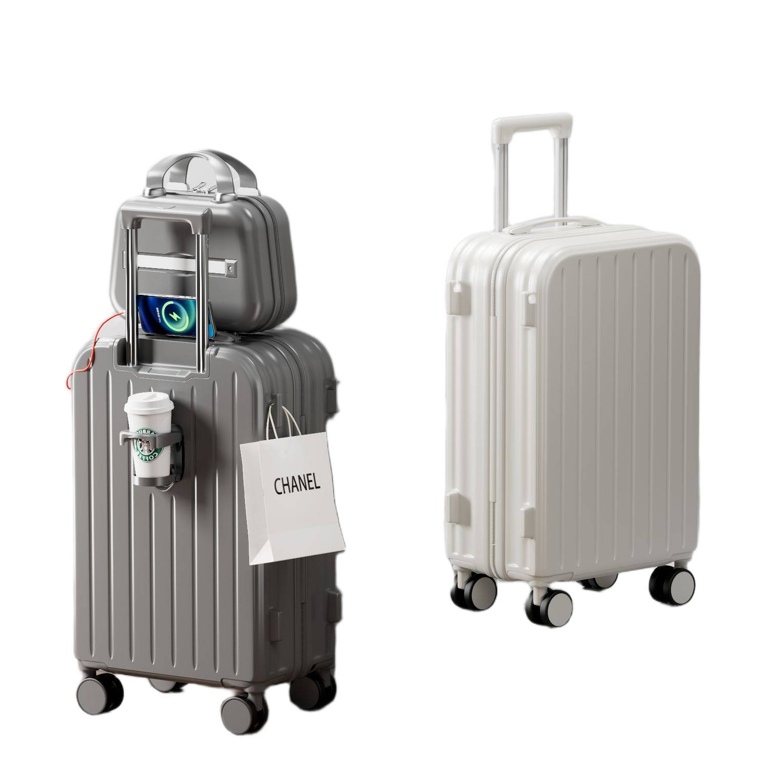 Luggage suitcase with smooth rolling wheels