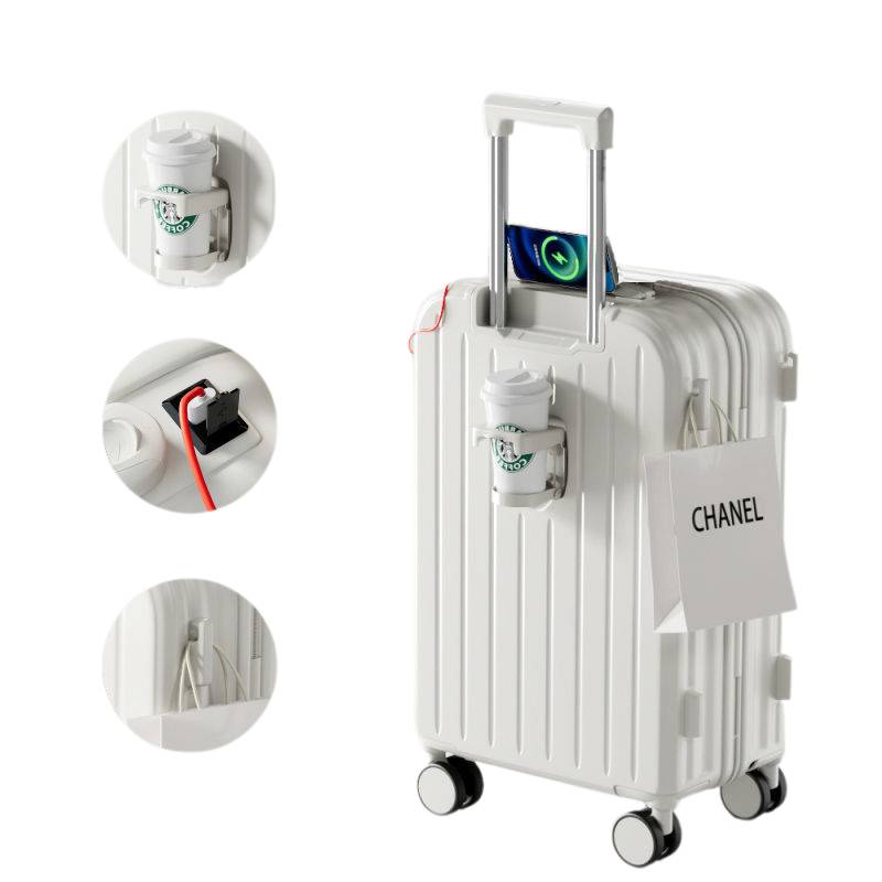 Luggage suitcase with side hook for bags