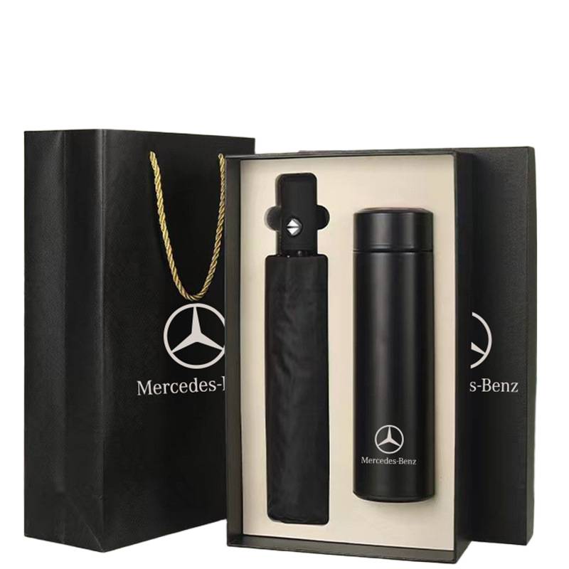 corporate gift set thermos bottle and umbrella with custom logo printing