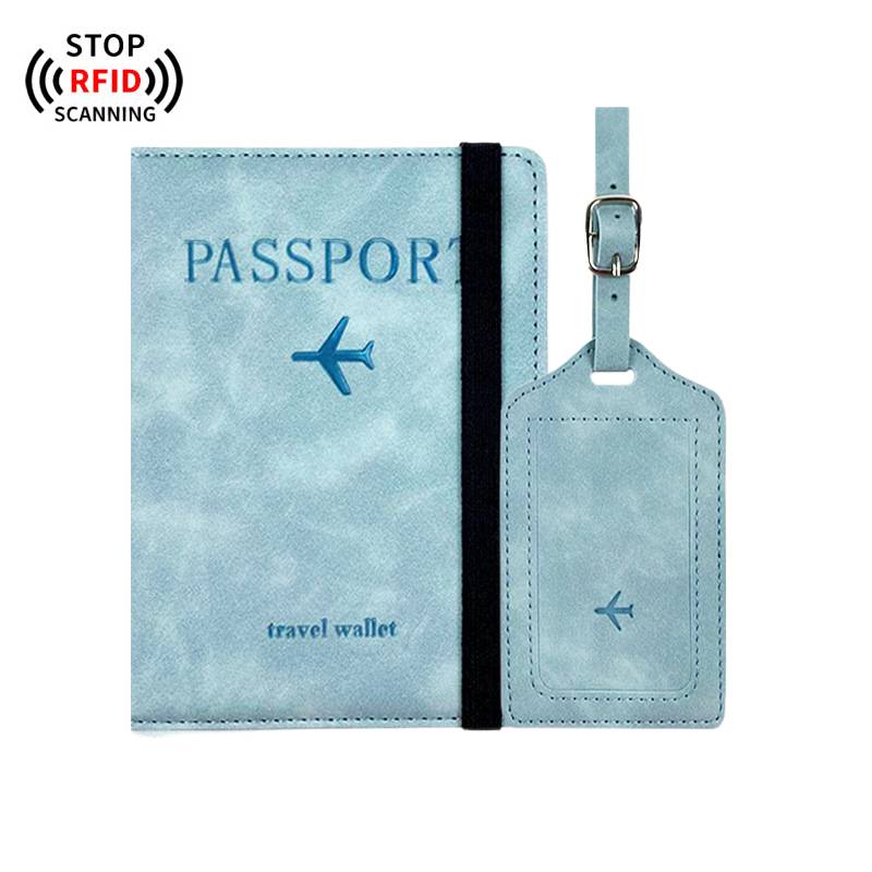 Anti-theft passport cover with matching luggage tag