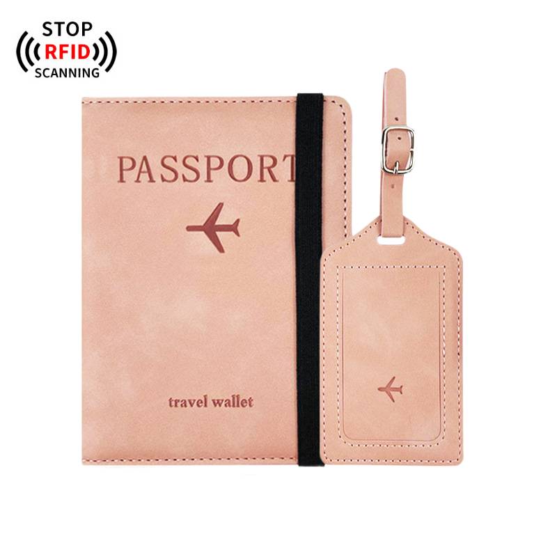 Custom PU leather passport holder with luggage tag