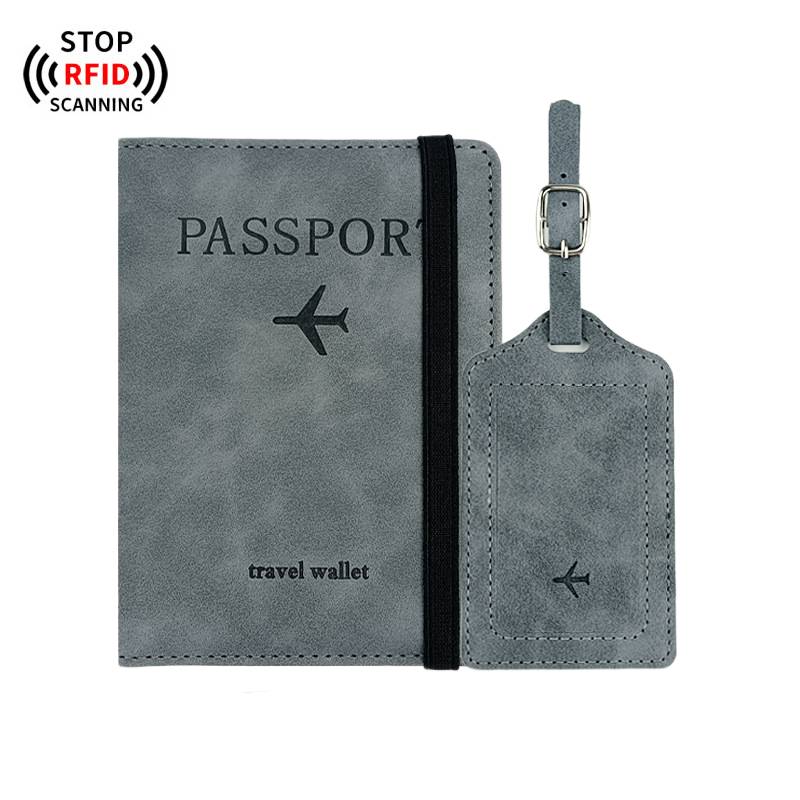 PU leather passport and luggage tag gift set