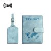 World map PU leather passport holder with luggage tag