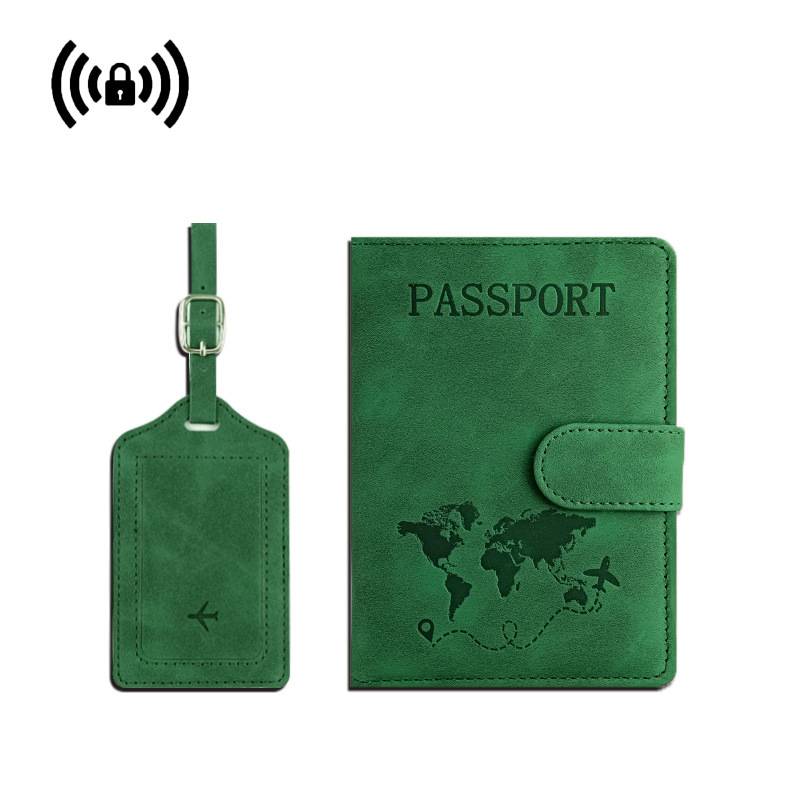 Stylish PU leather passport holder with matching luggage tag