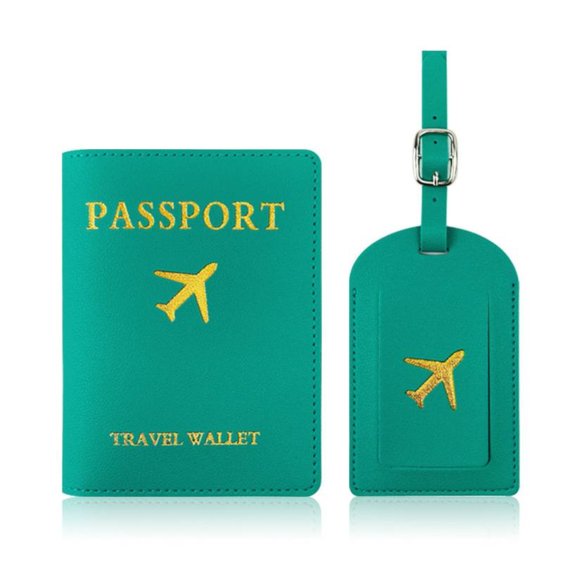 Matching passport holder and luggage tag set
