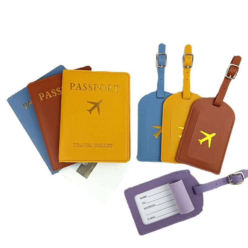 Custom logo passport holder and luggage tag set