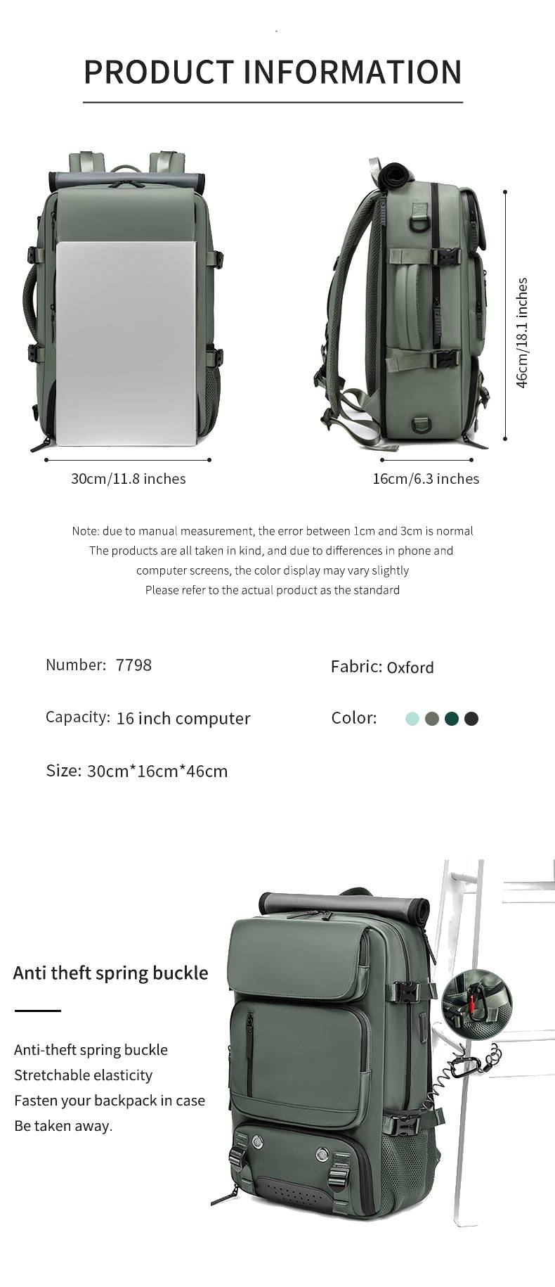Spacious backpack for travel essentials
