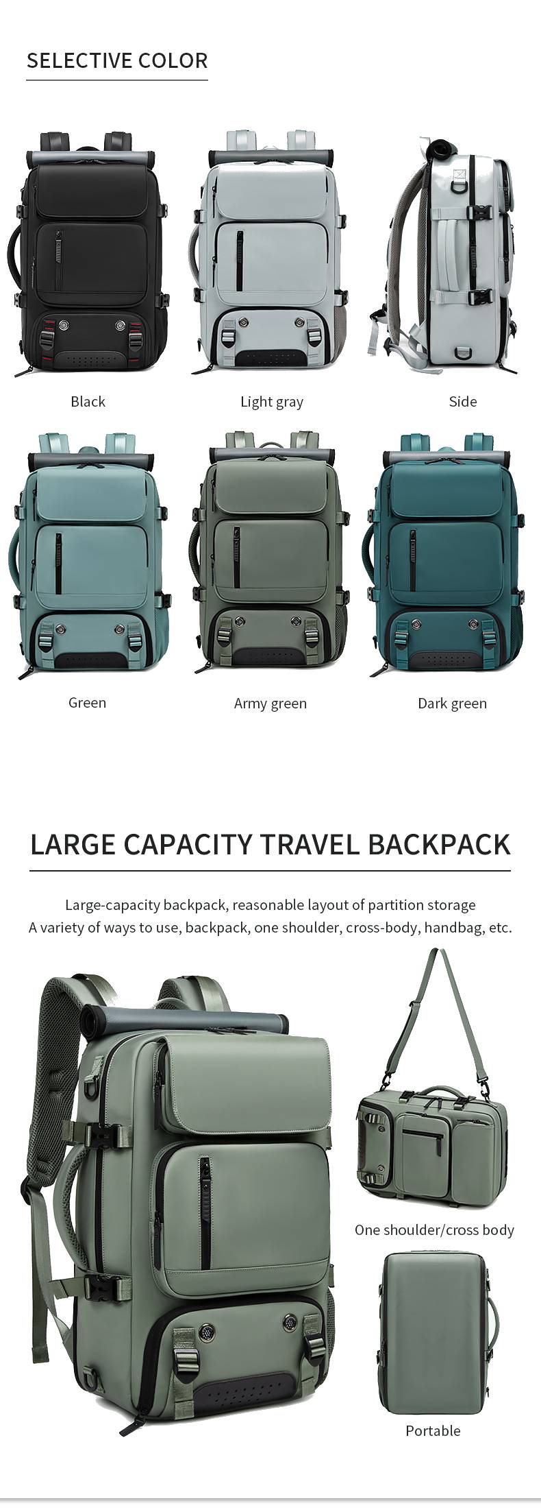 Convertible travel backpack for professionals
