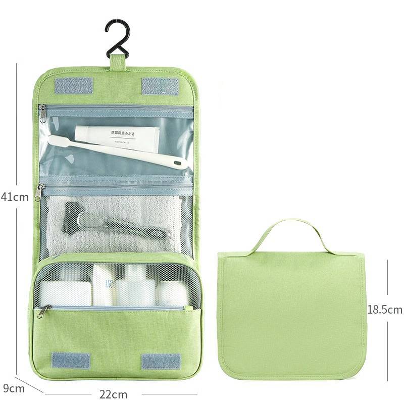 Travel toiletry bag with structured layout