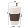 Reusable wheat straw coffee cup fits car cup holder