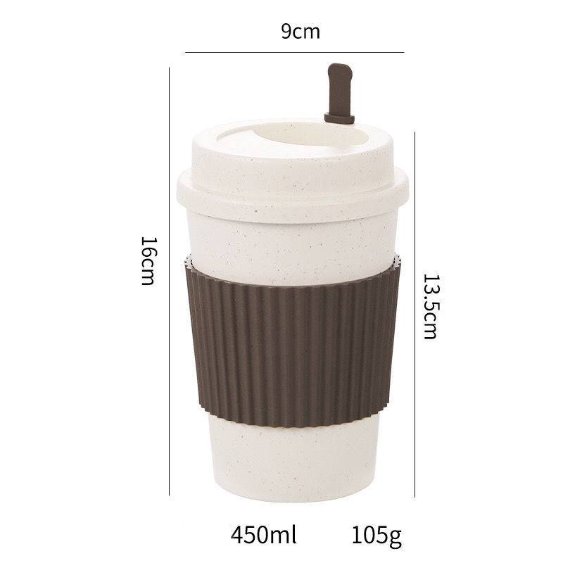 Reusable wheat straw coffee cup fits car cup holder
