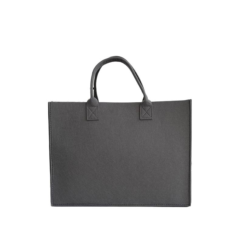 Felt tote bag showing stitching and durable build