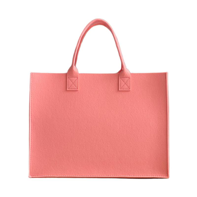 Felt tote bag in pink with logo printing