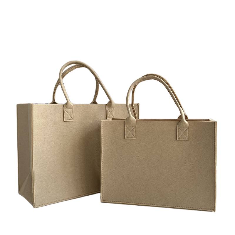 Khaki felt tote bag with sturdy handles