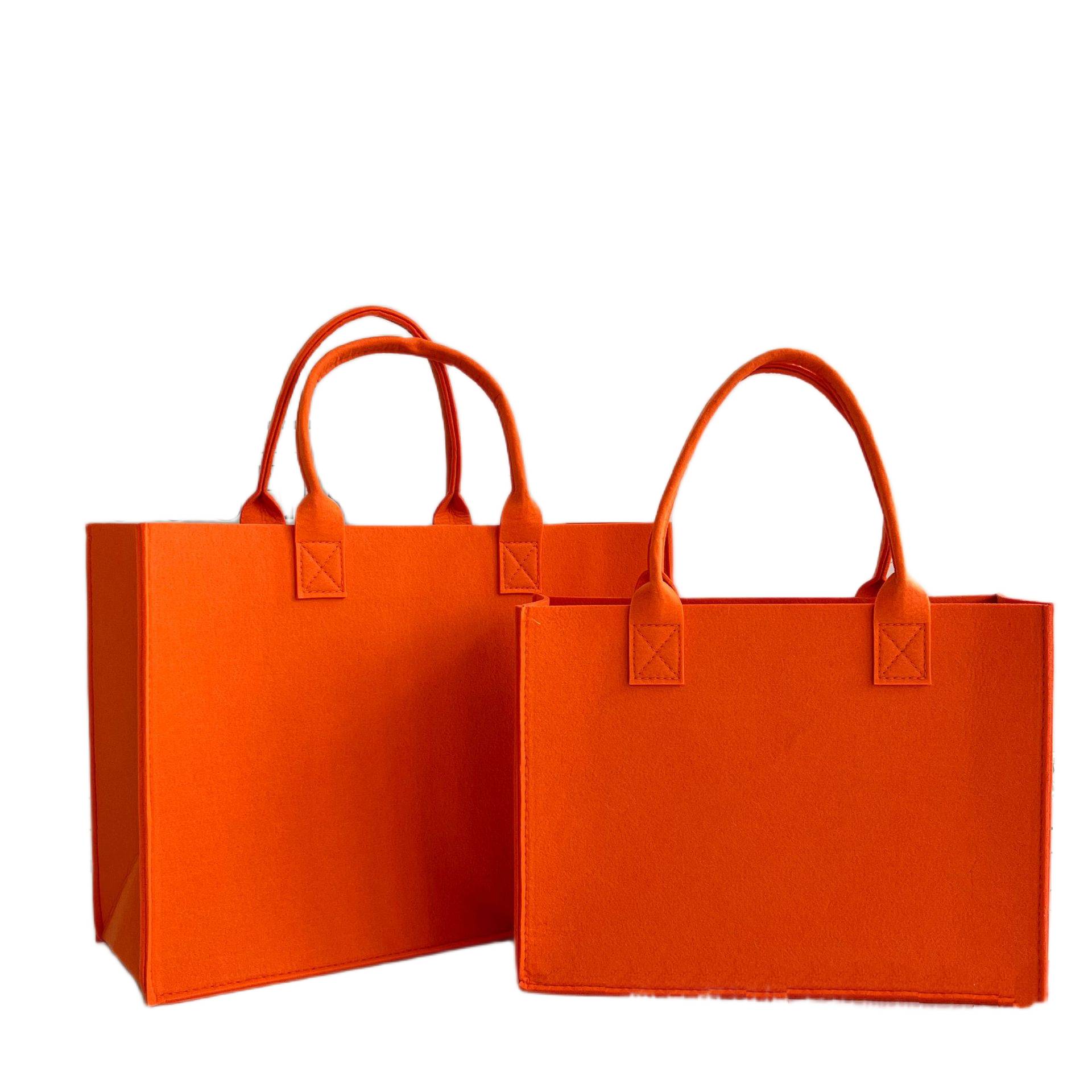 Felt tote bag in orange with strong material