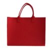 Red felt tote bag with open-top design