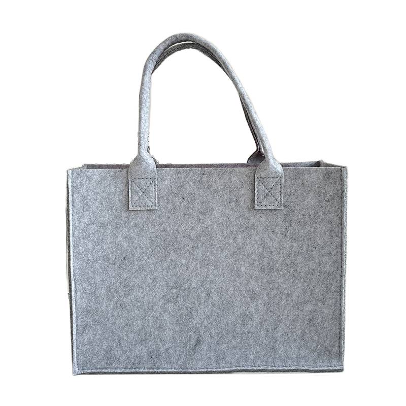 Felt tote bag being used as a grocery bag
