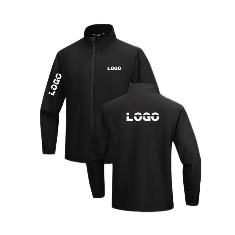 Jacket with zipper pockets and embroidery