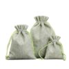 Green drawstring linen pouch